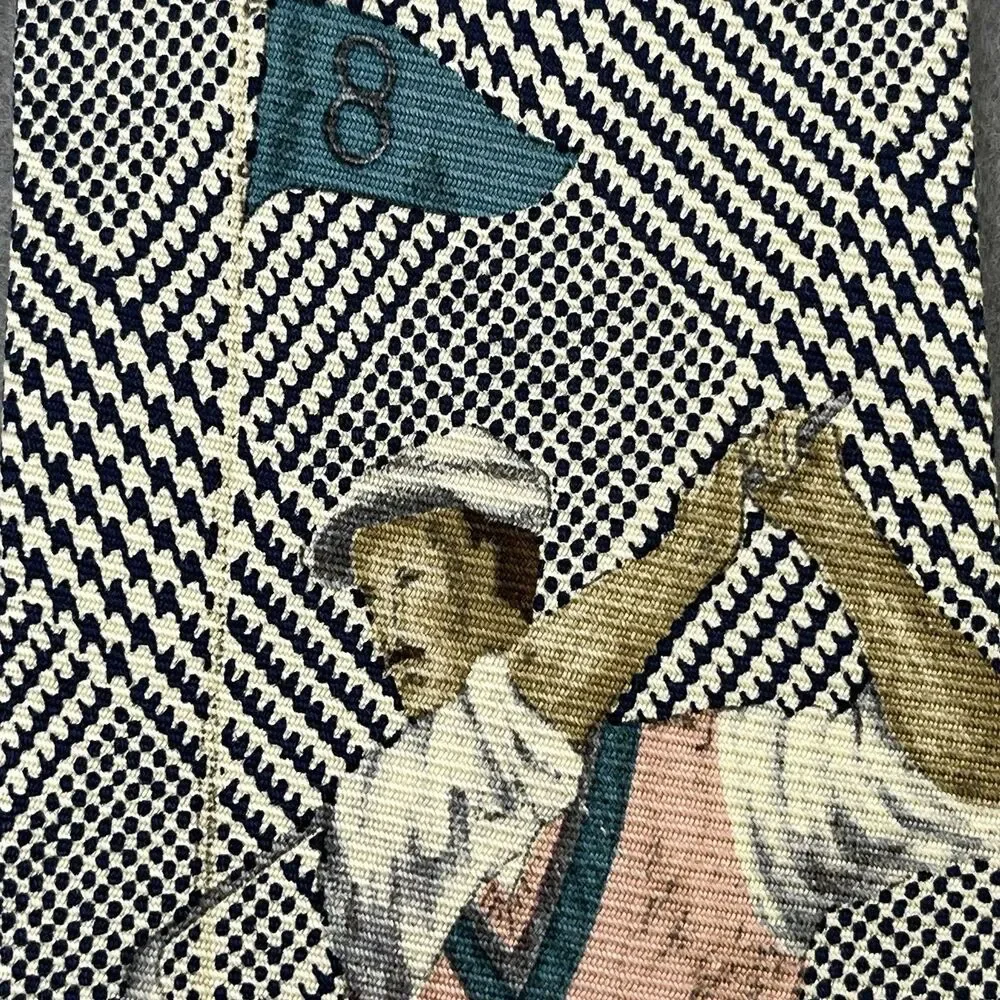 Vintage Polo Sport Ralph Lauren 100% Silk Necktie Tie Golf Golfer Houndstooth